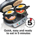 Hamilton Beach Dual Breakfast Sandwich Maker with Audible Timer, Ready in 5 Minutes, Removable Dishwasher Safe PFAS-Free Non-Stick Egg Cooker Ring, Silver (25490MNC) 🍁 All In One Marketplace Canada