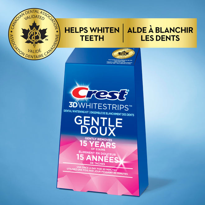 Crest 3D Whitestrips Gentle At-home Teeth Whitening Kit, 14 Treatments, Gently Removes 15 Years of Stains 🍁 All In One Marketplace Canada
