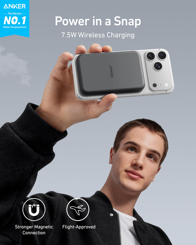 Anker Magnetic Portable Charger, 5,000 mAh Wireless Portable Charger with USB-C Cable, Battery Pack Only Compatible with Phone 15/15 Pro/15 Pro Max, iPhone 14/13/12 Series 🍁 All In One Marketplace Canada