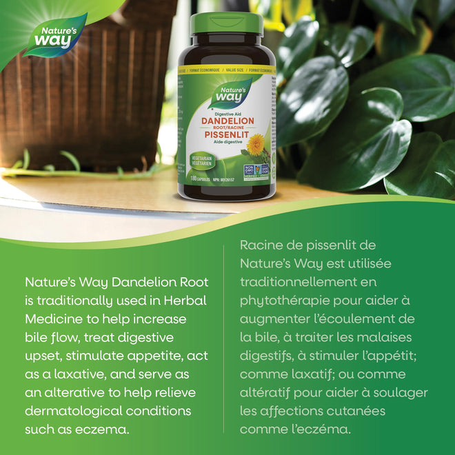 Nature's Way Dandelion Root - Digestion Supplement – Diuretic Laxative - Non-GMO Verified - 180 Vegetarian Capsules, Value Size 🍁 All In One Marketplace Canada