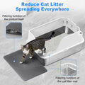 Stainless Steel Cat Litter Box with Lid, XL for Big Cats, High Sided Metal Litter Pan, Anti Leakage,Odor-Free & Easy Cleaning,Included Scoop &Trash Bag*2 & Mat & Sticker (White) 🍁 All In One Marketplace Canada