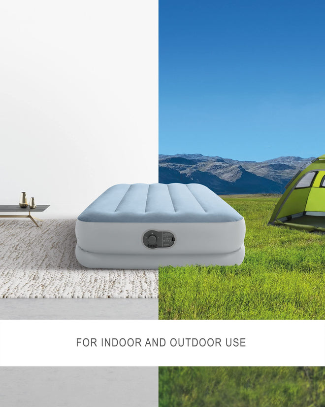 INTEX 64157E Dura-Beam Plus Mid-Rise Air Mattress: Fiber-Tech – Twin Size – Built-in USB Electric Pump – 14in Bed Height – 300lb Weight Capacity 🍁 All In One Marketplace Canada