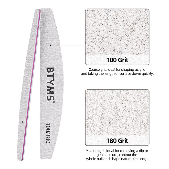 BTYMS 25 Pcs Nail Files 100/180 Grit Double Sided Emery Boards Coarse and Medium Nail File for Acrylic Nails and Natural Nails 🍁 All In One Marketplace Canada