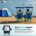 Overmont Beach Chair with Canopy Shade and Cooler - Support 330lbs Oversized Folding Camping Chair with Umbrella- Cup Holder - Cool Bag - Lounge Chair for Sand Travel Outdoor Pool Sports Blue 2pcs 🍁 All In One Marketplace Canada