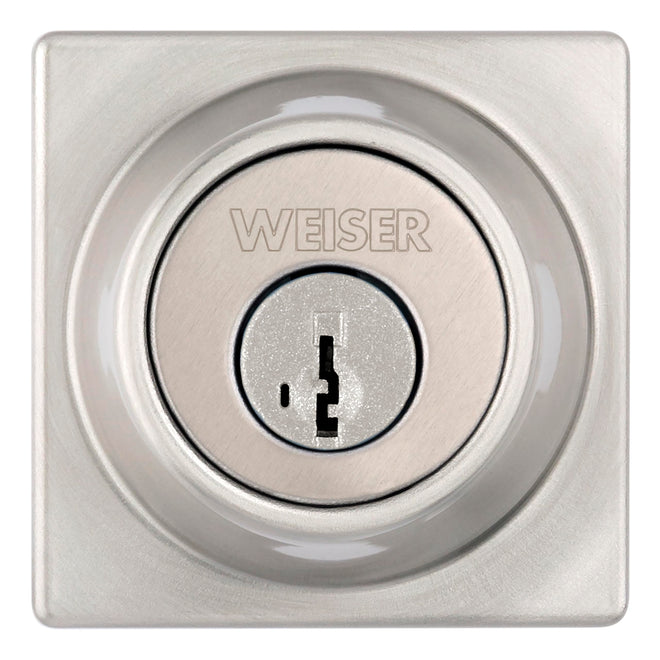 Weiser Elements Satin Nickel Square Deadbolt Lock, ANSI/BHMA Grade 3 Certified Front Door Lock, Kick Proof, Bump Proof & Anti-theft Exterior Door Lock with Key, Traditional Door Locks for Entry Door 🍁 All In One Marketplace Canada