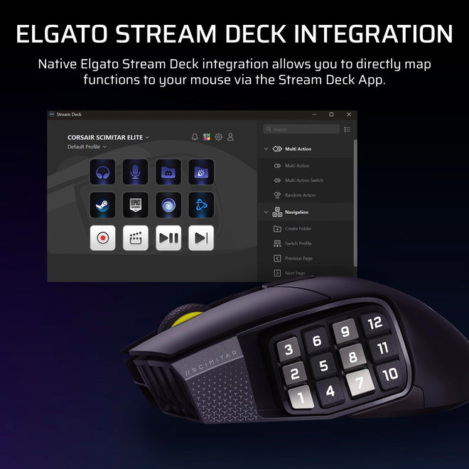 CORSAIR Scimitar Elite Wireless SE MMO PC Gaming Mouse – 33,000 DPI, 16 Programmable Buttons, Key Slider, Elgato Virtual Stream Deck, 1,000Hz Polling, Up to 150-Hour Battery – Gunmetal 🍁 All In One Marketplace Canada