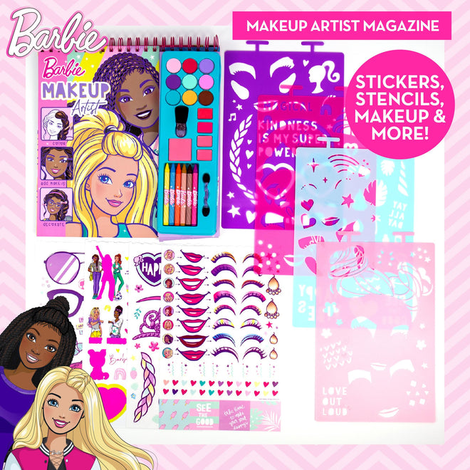 Barbie Makeup Artist Magazine, Create Your Own Hair & Makeup Looks Using Stencils, Stickers, Crayons, Pretend Makeup, Barbie Toys, Barbie Craft Kits, Drawing Kit, 6 Year Old Girl Birthday Gift 🍁 All In One Marketplace Canada
