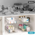 2 Tier Bathroom Organizer, Vtopmart 2 Pack Clear Under Sink Organizers Vanity Counter Storage Container, Medicine Cabinet Drawers Bins, Pull-Out Organization with Track for Pantry, Kitchen 🍁 All In One Marketplace Canada