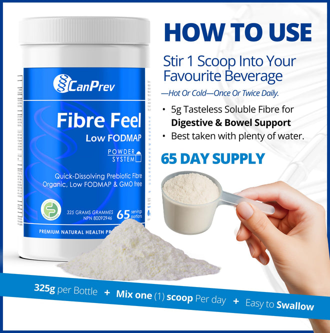 CanPrev Organic Fibre Feel Powder 325g, 65 Servings, Unflavoured & Easy to Mix, Promotes Digestive Wellness & Regularity, Quick-Dissolving & Gentle, Natural Ingredients, Perfect for Smoothies & Shakes 🍁 All In One Marketplace Canada