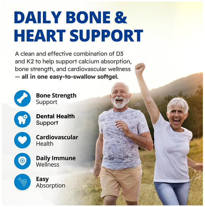 CanPrev D3 & K2 Vitamins 120 Softgels, 120-Day Supply, 1000IU Vitamin D3 & 120mcg K2, Supports Strong Bones, Teeth & Heart Wellness, Easy-to-Absorb with Organic Coconut Oil, No GMO, Gluten, Soy, Dairy 🍁 All In One Marketplace Canada