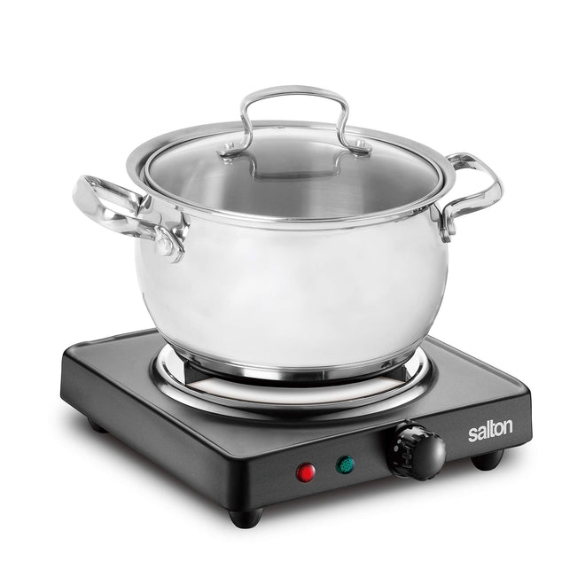 Salton Single Coil Portable Electric Cooktop | 1000 Watts | Lightweight & Compact | Variable Temperature Control | Perfect for Dorms, Offices, Camping | Black | 100% Canadian-owned & operated 🍁 All In One Marketplace Canada