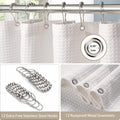 Waffle Weave Shower Curtain with Stainless Steel Hooks - 256 GSM Heavy Duty Fabric Bath Curtains, Hotel Luxury Quality, Water Resistant, Machine Washable, Weighted Hem, 72 x 72 Inches (White) 🍁 All In One Marketplace Canada