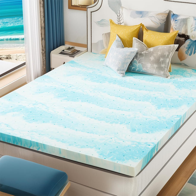 Sweetcrispy 3 Inch Twin Memory Foam Mattress Topper, Blue 🍁 All In One Marketplace Canada
