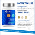 CanPrev D3 & K2 Vitamins 120 Softgels, 120-Day Supply, 1000IU Vitamin D3 & 120mcg K2, Supports Strong Bones, Teeth & Heart Wellness, Easy-to-Absorb with Organic Coconut Oil, No GMO, Gluten, Soy, Dairy 🍁 All In One Marketplace Canada
