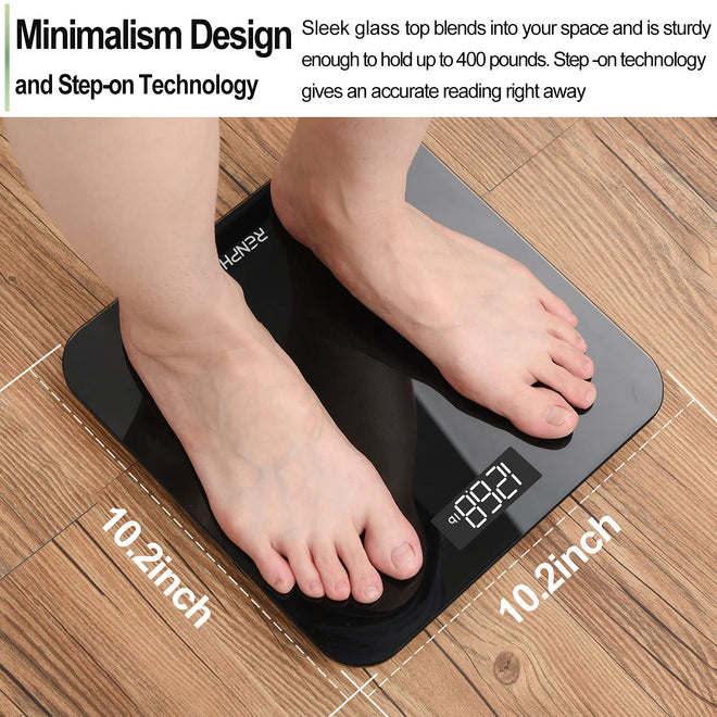 RENPHO Scale for Body Weight, Bathroom Weighing Scale with Backlit LED Display, Highly Accurate & Measures Weight up to 400 lb/180kg, Black-Core 1S (Black) 🍁 All In One Marketplace Canada