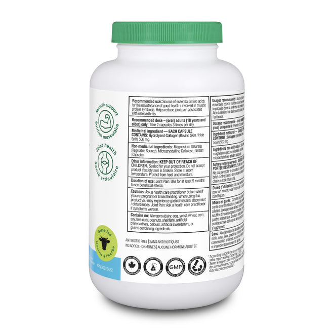 Organika Enhanced Collagen Protein Capsules - For Healthy Hair, Skin, Nails, Joints - Hydrolyzed For Better Absorption – Grass-Fed, Non-GMO - 240 Capsules 🍁 All In One Marketplace Canada