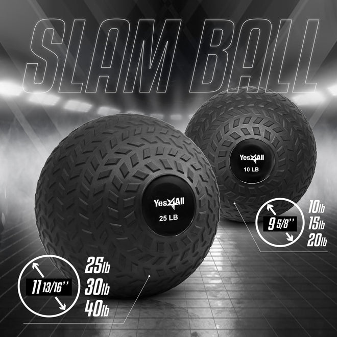 Yes4All 10 lbs Slam Ball for Strength and Cross Training – Medicine Ball (Black) 🍁 All In One Marketplace Canada