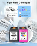63XL Ink Cartridge Black and Colour Replacement Encre for HP 63 Ink Cartridges 63 XL Ink Cartridges Works for HP OfficeJet 3830 3833 3836 4650 5255; Envy 4516 4520 4522; DeskJet 3630 3632 (2 Pack) 🍁 All In One Marketplace Canada