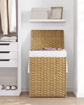 SONGMICS Laundry Hamper with Lid, 23.8 Gallon (90 L) Synthetic Rattan Clothes Laundry Basket with Lid and Handles, Foldable, Removable Liner, Natural ULCB051N01V1 🍁 All In One Marketplace Canada