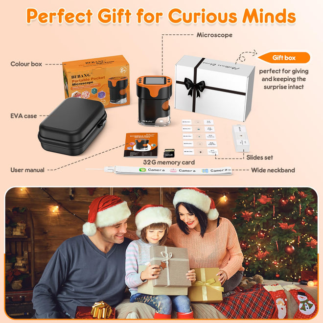 1000X Handheld Digital Microscope for Kids - 4K 2.0" Screen, Rechargeable Mini Labster Portable Pocket Scope, Includes Slides Kit - Science Gadget Edu Boy Girls Gift Ages 4-12 🍁 All In One Marketplace Canada