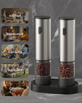 Salt and Pepper Grinder Set, Automatic Salt and Pepper Grinder, USB-C Rechargeable with 5 Adjustable Coarseness, One Hand Operation 🍁 All In One Marketplace Canada