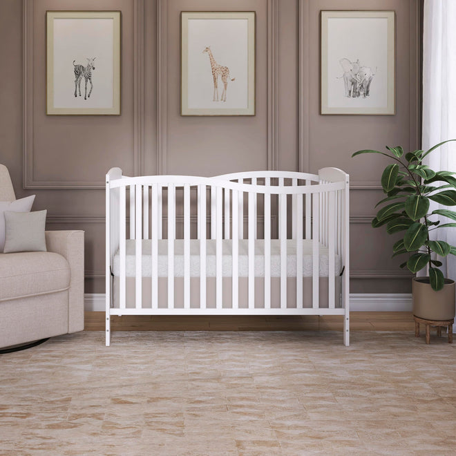 Dream On Me Chelsea 5-In-1 Convertible Crib In White, 4 Mattress Height Positions, Non Toxic Finish, JPMA Certified, Made Of Sustainable And Sturdy Pinewood 🍁 All In One Marketplace Canada