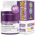 Nutrawave 50 BILLION Probiotics Women & Men, 15 Strains Active Culture. Relieves Bloating and Constipation, Improved Digestion and Gut Health Supplement, Non-GMO, Vegan, Gluten Free. 60 Vegan Capsules/ 60 Day Supply 🍁 All In One Marketplace Canada