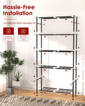 Sakugi 5 Tier Shelf - Heavy Duty Metal Storage Shelves with Adjustable Leveling Feet, Large Capacity Shelving Unit with Multiple Hooks for Kitchen, Pantry, Office (84 x 32 x 183 cm, Black) 🍁 All In One Marketplace Canada