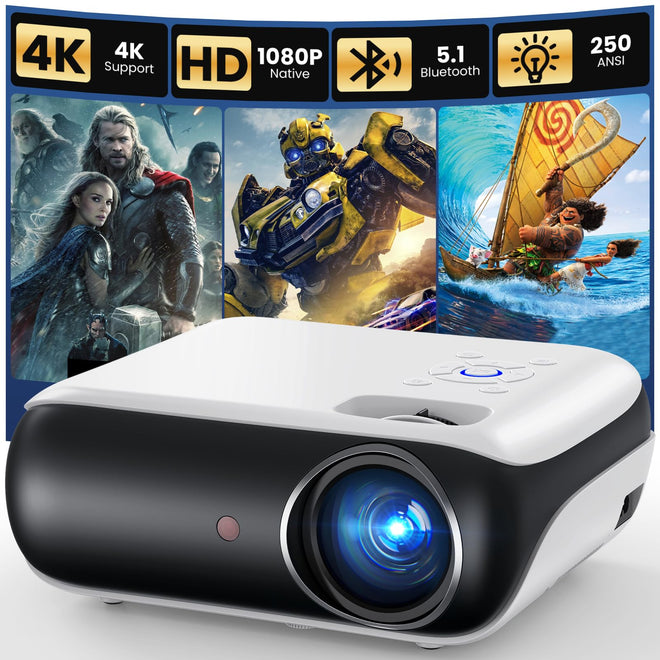 HAPPRUN Native 1080P Bluetooth Projector, Full HD Portable Outdoor Movie Projector with Built-in Speaker, Compatible with Smartphone, HDMI, USB, AV, Fire Stick, PS5 for Home, Bedroom, Outdoor Use 🍁 All In One Marketplace Canada