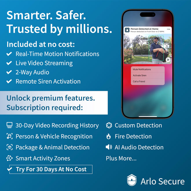 Arlo Essential Security Camera 2K (3rd Gen, 2025 Release) - Wireless Outdoor Camera, Battery Power, Person Recognition, Package Detection, Animated Preview, 1-Month Trial of Secure Plan, 2 Cam, White 🍁 All In One Marketplace Canada