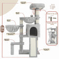 Gitelsnour Cat Tree, Cat Tower with condo, 2 Baskets, Large Platform, Scratch Board, Cat Scratching Posts for Indoor Cats, Light Gray GCT003SW 🍁 All In One Marketplace Canada