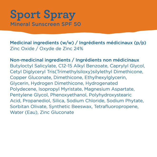 Blue Lizard Sport Mineral SPF 50 Spray, Broad-Spectrum UVA/UVB Protection, Water-Resistant, Zinc Oxide Formula, Vegan, 142 g 🍁 All In One Marketplace Canada