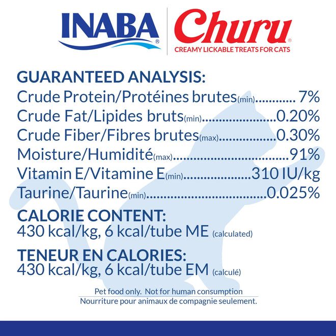 INABA Churu Cat Treats, Grain-Free, Lickable, Squeezable Creamy Purée Cat Treat/Topper with Vitamin E & Taurine, 0.5 Ounces Each Tube - 50 Tubes (Pack of 1) Tuna Variety 🍁 All In One Marketplace Canada