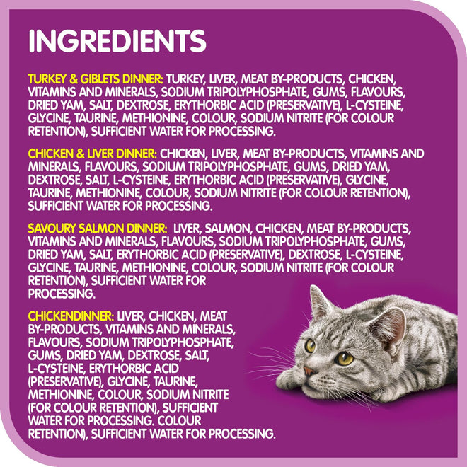 WHISKAS Salmon and Poultry Selections, Turkey, Chicken, and Savoury Salmon Dinner, Adult Wet Cat Food Paté in Natural Juices, 100g (24 Pack) 🍁 All In One Marketplace Canada