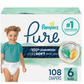 Pampers Pure Baby Diapers, Size 6 (35+ lbs), 108, Up to 100% Leakproof, Premium Hypoallergenic Soft Diapers 🍁 All In One Marketplace Canada