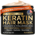 Keratin Hair Mask - Deep Conditioner for Dry, Damaged Hair — Hydrolyzed Keratin, Hyaluronic Acid, Argan Oil and Collagen - Sulfate-Free, Paraben-Free | 8.5 fl oz 🍁 All In One Marketplace Canada