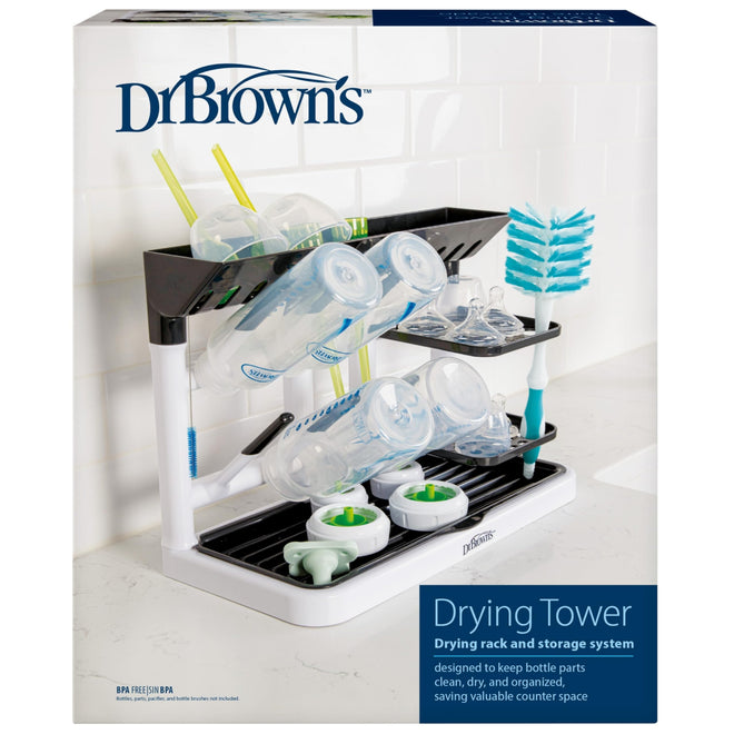 Dr. Brown’s™ Drying Tower, Stand-Up Drying Rack, Countertop Baby Bottle Drying with Organized Storage for Baby Essentials, Space Saving Vertical Rack 🍁 All In One Marketplace Canada