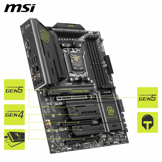 MSI MAG B850 Tomahawk MAX WiFi Gaming Motherboard (AMD Ryzen 9000/8000/7000 Series Processors, AM5, DDR5, PCIe 4.0, M.2, SATA 6Gb/s, USB 3.2 Gen 2, HDMI/DP, Wi-Fi 7, Bluetooth 5.3, 2.5Gbps LAN, ATX) 🍁 All In One Marketplace Canada
