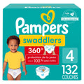 Pampers Diapers - Swaddlers 360 degrees - Size 4, 132 Count, up to 100% Leakproof Comfy Dry Fit, EZ Off Tabs Designed for Easy Changes, Pull On Diaper 🍁 All In One Marketplace Canada