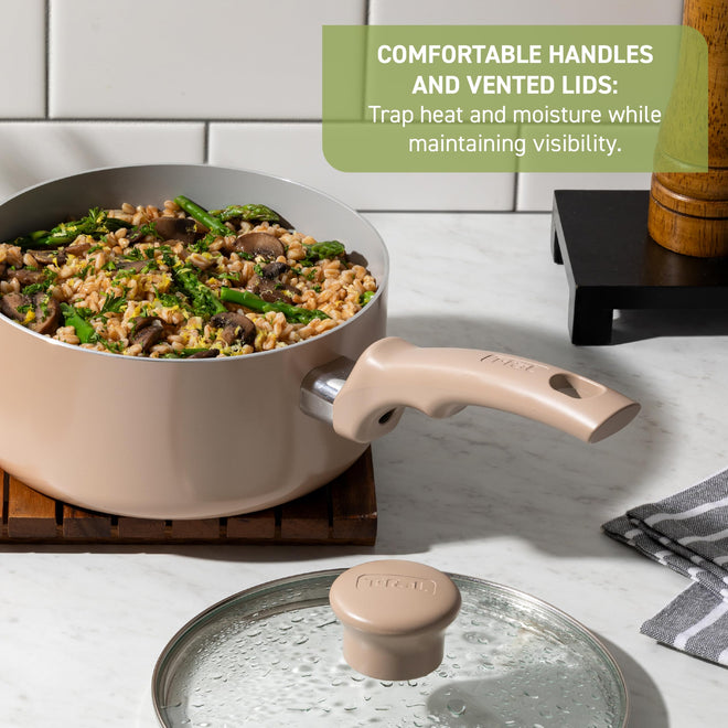 T-Fal Refresh Ceramic Nonstick 12-Piece Cookware Set, Oven Safe Up to 350ºF, Includes Stockpot, Griddle, Frying Pan, Utensils, Ceramic Cookware, Mint Green 🍁 All In One Marketplace Canada