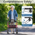 HOMLAND Foldable Rollator Walkers with Seat for Seniors, 8'' Big Wheels, 350 lb. Weight Capacity, Adjustable Handles and Seat Height, Lightweight Rolling Walker, Red 🍁 All In One Marketplace Canada