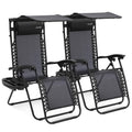 SereneLife Zero Gravity Reclining Chairs Set of 2 – Adjustable Folding Patio & Beach Lounge Chairs with Cup Holder Tray, Removable Padded Headrest, Weather-Resistant 🍁 All In One Marketplace Canada