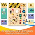 Busy Board Plus Version with 23 LED Lights, Montessori Sensory Fidget Toys for Toddlers 1-3, Wooden Educational Activity for Fine Motor Skills, Quiet Airplane Travel Must Haves for 1 2 3+ Year Old 🍁 All In One Marketplace Canada