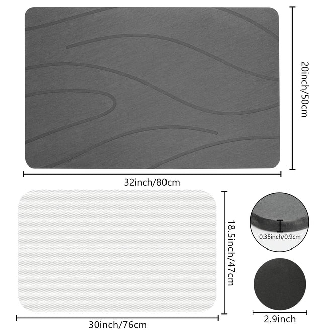 Ceecysaa 80x50cm Stone Bath Mat, Diatomaceous Earth Quick Dry Non Slip, Dark Gray 🍁 All In One Marketplace Canada