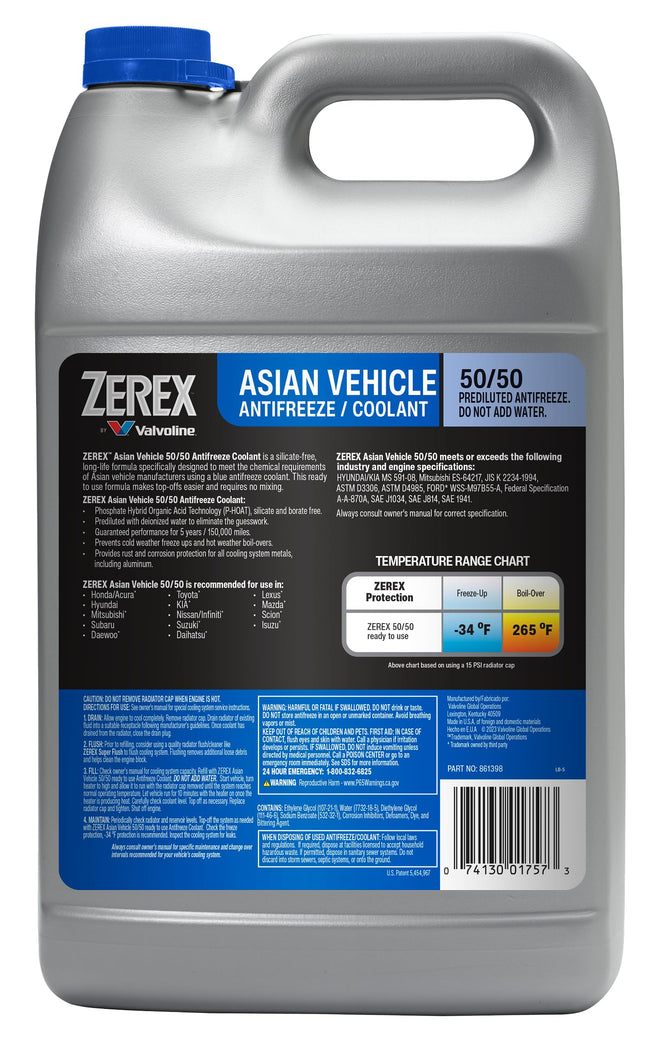 Zerex Asian Vehicle Blue Silicate and Borate Free 50/50 Prediluted Ready-to-Use Antifreeze/Coolant 1 GA 🍁 All In One Marketplace Canada