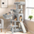 Gitelsnour Cat Tree, Cat Tower with condo, 2 Baskets, Large Platform, Scratch Board, Cat Scratching Posts for Indoor Cats, Light Gray GCT003SW 🍁 All In One Marketplace Canada