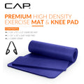 CAP Barbell High Density Exercise Yoga Mat with strap and Knee Pad 71"x24"x1/2" BLUE 🍁 All In One Marketplace Canada