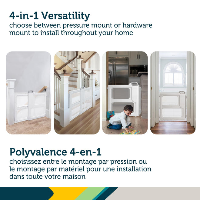 Safety 1st Perfect Fit Gate, Pressure or Hardware installed - Fits Spaces Between 28" and 42" Wide, 28" Tall. Pivoting Bumper For Uneven Openings, Solid Panel Design, Perfect for babies and Pets, White 🍁 All In One Marketplace Canada