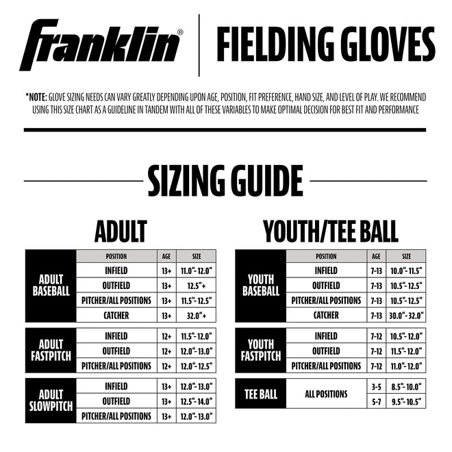 Franklin Sports Baseball and Softball Glove - Fieldmaster Adult + Youth Baseball Gloves - Mens + Womens Infield + Outfield Mitt - Right Hand Throw - 10.5" 🍁 All In One Marketplace Canada