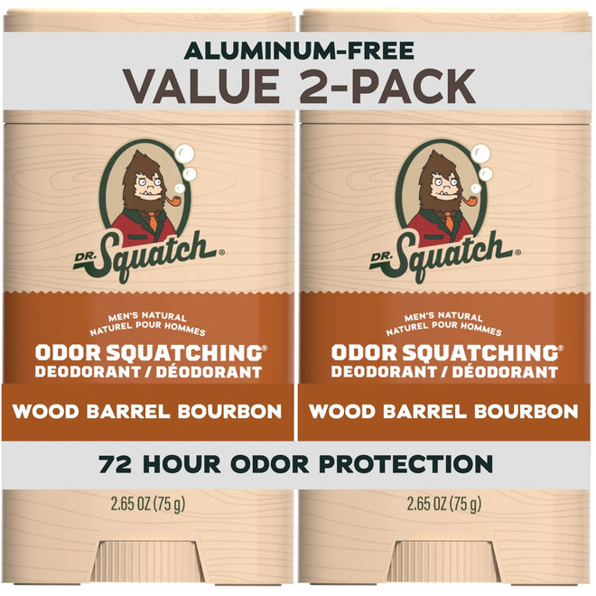 Dr. Squatch Natural Men’s Deodorant – Aluminium Free Natural Deodorant For Men with Charcoal & Postbiotics for 72-Hour Odor Protection – Wood Barrel Bourbon, 2.65oz Stick (2-pack) 🍁 All In One Marketplace Canada